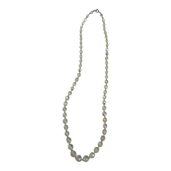 Vintage Clear Iridescent Graduated Bead Necklace - Picture 4 of 4
